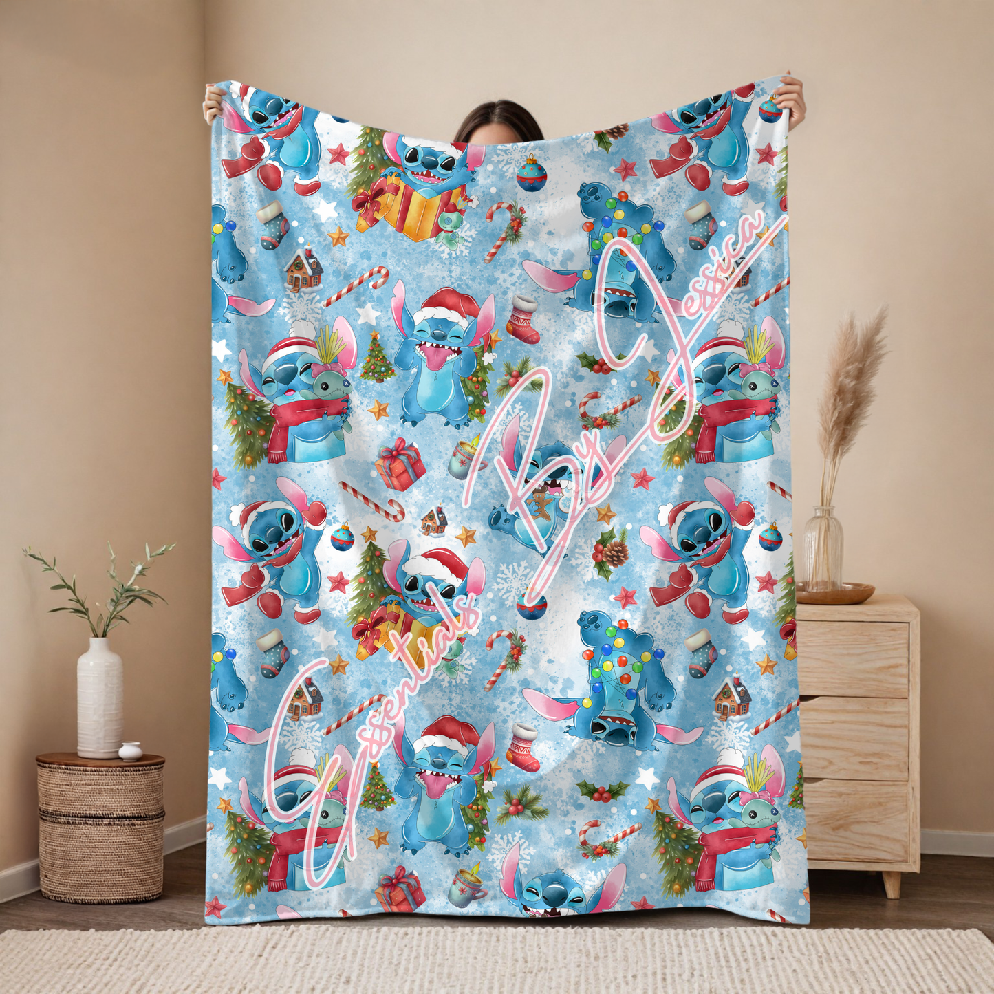 Blue Alien Xmas Plush Blanket (PRE-ORDER)